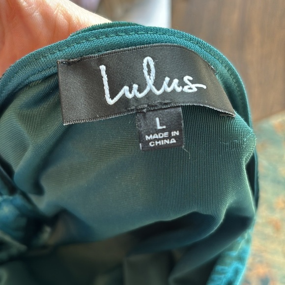 Lulu's Amour Teal Green Velvet High-Low Wrap Dress Size Large - Picture 9 of 11